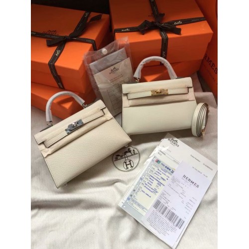 Hermes Kelly 19cm Umhängetaschen Epsom Leder KL19 Creme