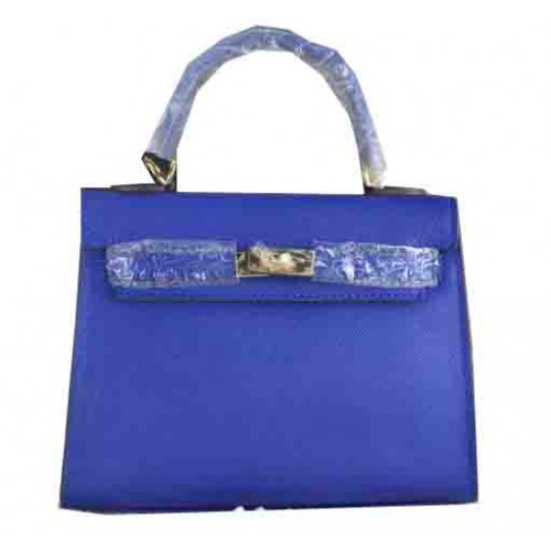 Hermes Kelly 22cm Einkaufstasche Kalbsleder Blau