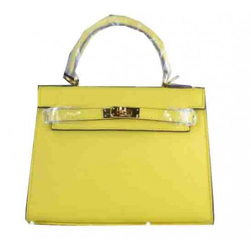 Hermes Kelly 22cm Einkaufstasche Kalbsleder Zitrone
