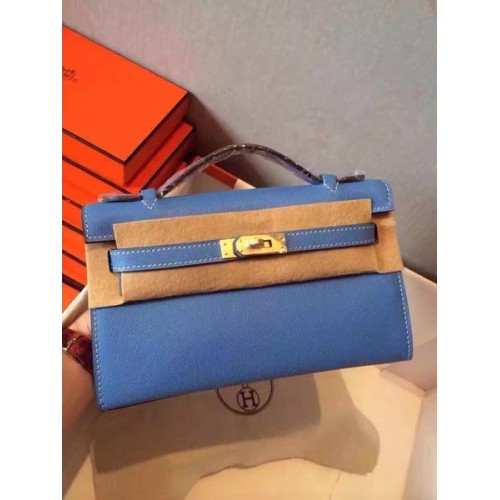 Hermes Kelly 22cm Tragetasche Original Leder KL22 Blau