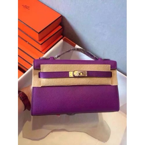 Hermes Kelly 22cm Einkaufstasche Original Leder KL22 Lila