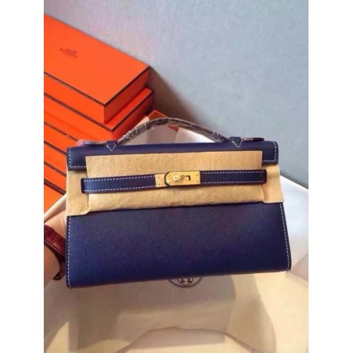 Hermes Kelly 22cm Einkaufstasche Original Leder KL22 Royal