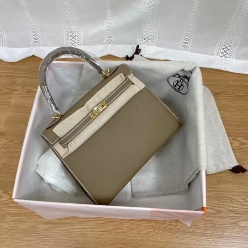 Hermes Kelly 25cm Umhängetaschen Epsom KL2755 Elefant Grau&goldfarbenes Metall