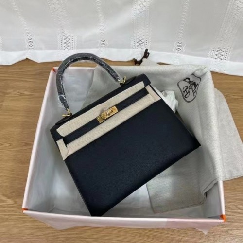 Hermes Kelly 25cm Schultertasche Epsom KL2755 schwarz&goldfarbenes Metall