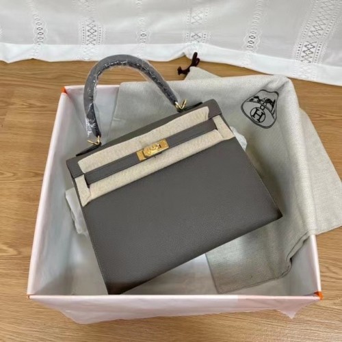 Hermes Kelly 25cm Umhängetasche Epsom KL2755 dunkelgraues & goldfarbenes Metall
