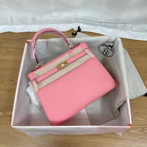Hermes Kelly 25cm Umhängetasche Epsom KL2755 rosa&goldfarbenes Metall