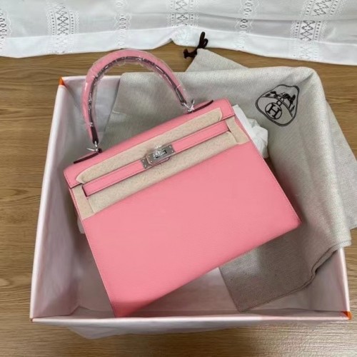 Hermes Kelly 25cm Umhängetasche Epsom KL2755 rosa&silberfarbenes Metall