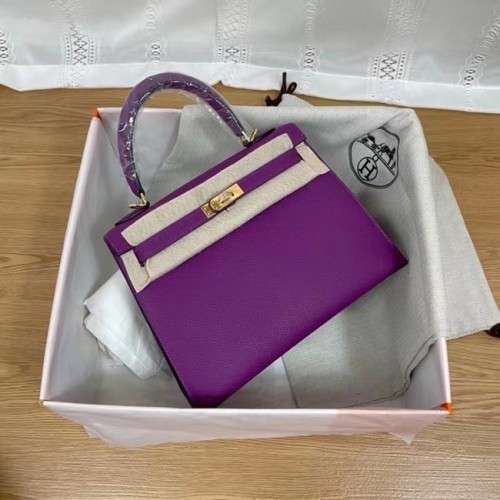 Hermes Kelly 25cm Schultertasche Epsom KL2755 lila&goldfarbenes Metall