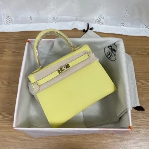 Hermes Kelly 25cm Umhängetasche Epsom KL2755 gelb-goldfarbenes Metall