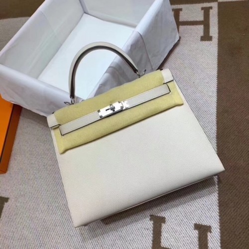 Hermes Kelly 28cm Schultertasche Epsom Leather KL28 cremeweiß