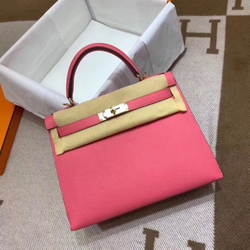 Hermes Kelly 28cm Schultertasche Epsom Leder KL28 rosa