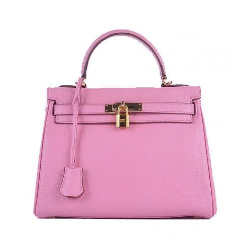 Hermes Kelly 28cm Umhängetaschen Sakura Körniges Leder Gold