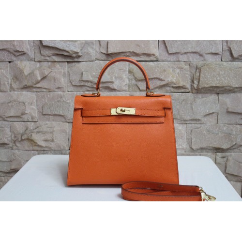 Hermes Kelly 28cm Schultertasche Espom Leder orange