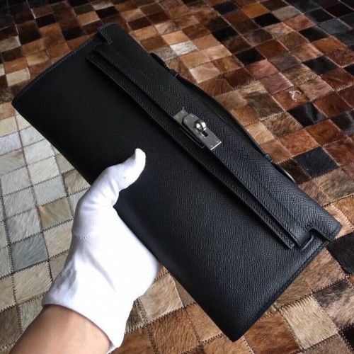 Hermes Kelly 31cm Clutch Original Epsom Leder KL31 Schwarz