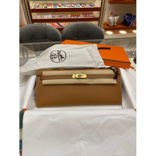Hermes Kelly 31cm Clutch Original Epsom Leder KL31 Braun