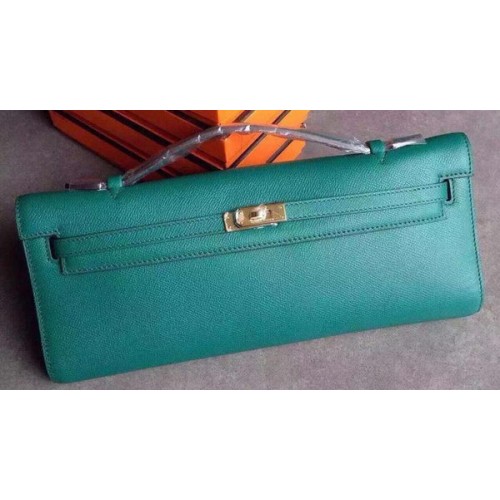 Hermes Kelly 31cm Clutch Epsom Leder KL31 Dunkelgrün