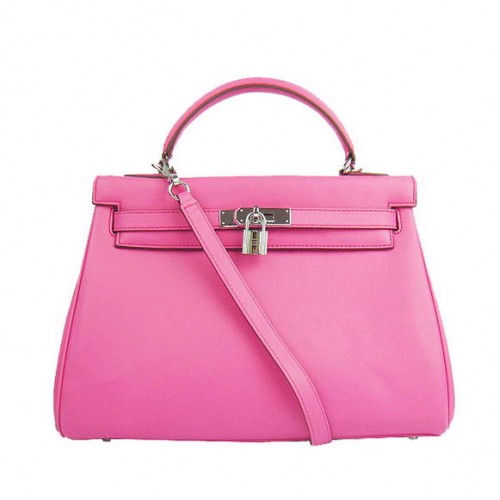 Hermes Kelly 32cm Taschen Togo Leder 6108 Fuchsia Silber