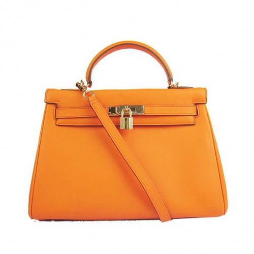 Hermes Kelly 32cm Taschen Togo Leder 6108 Orange Golden