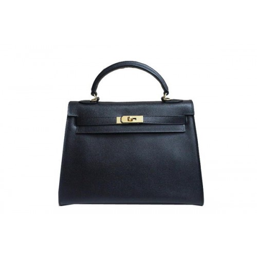 Hermes Kelly 32cm Umhängetasche Schwarz Saffiano Leder K32 Gold