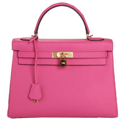 Hermes Kelly 32cm Umhängetasche Rose Original Leder K32 Gold