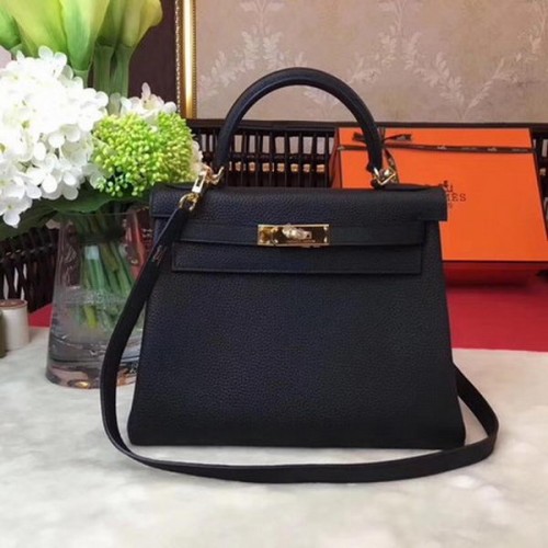 Hermes Kelly 32cm Umhängetasche TOGO Leder KY32 Schwarz