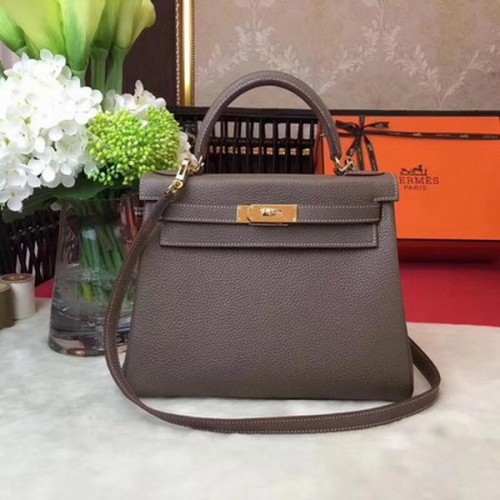 Hermes Kelly 32cm Umhängetasche TOGO Leder KY32 Grau