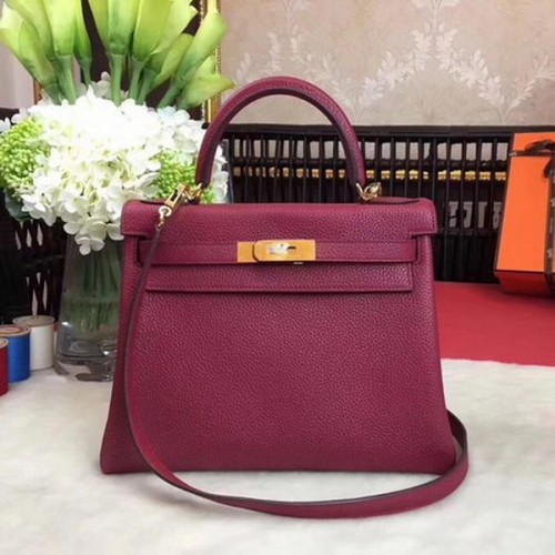 Hermes Kelly 32cm Umhängetasche TOGO Leder KY32 Wein