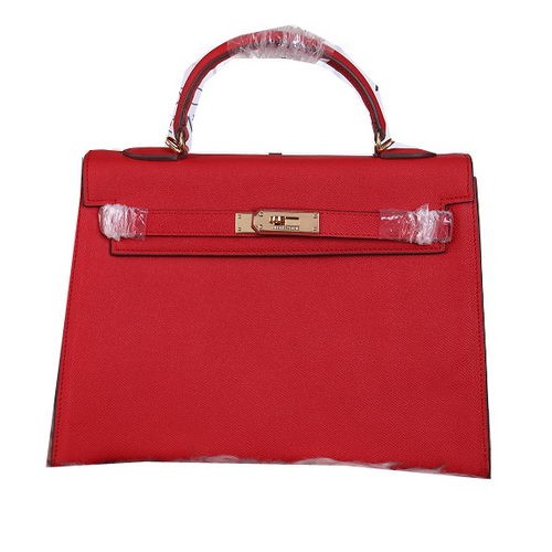 Hermes Kelly 32cm Umhängetaschen aus genarbtem Leder Burgund