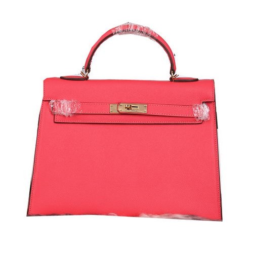Hermes Kelly 32cm Schultertasche genarbtes Leder Rot