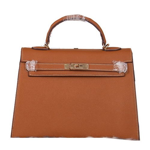 Hermes Kelly 32cm Umhängetaschen genarbtes Leder Weizen