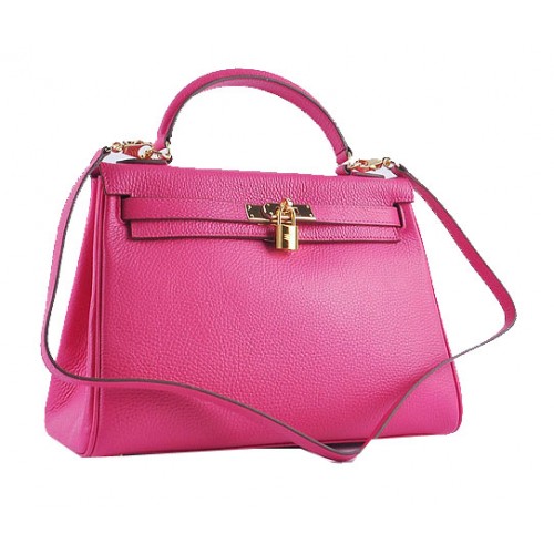 Hermes Kelly 32cm Umhängetaschen Rosy Grained Leather Gold