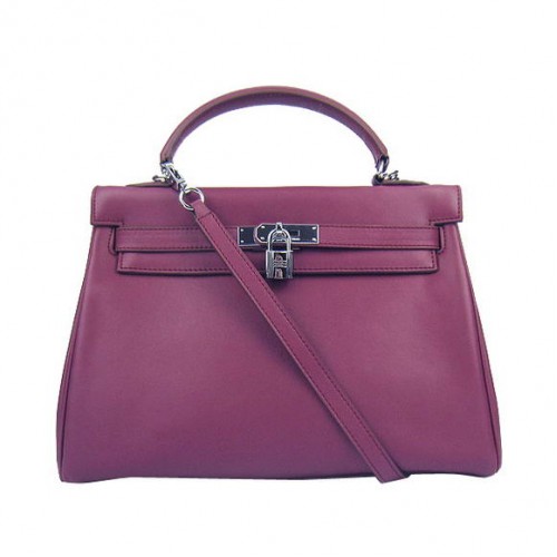 Hermes Kelly 32cm Togo Leder Handtaschen 6018 Bordeaux Silber
