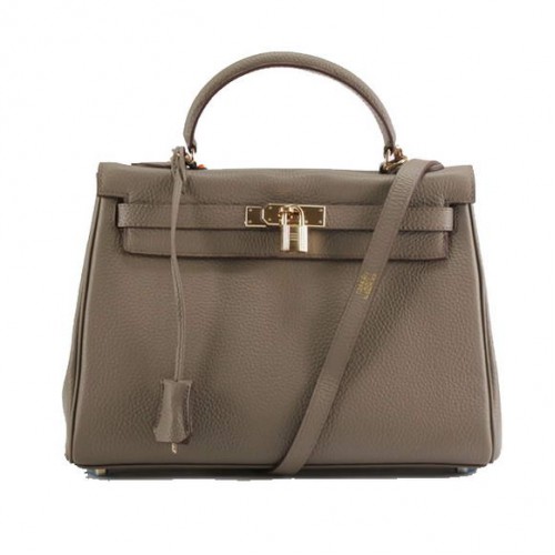 Hermes Kelly 32cm Togo Lederhandtaschen 6018 Dunkelgrau Golden