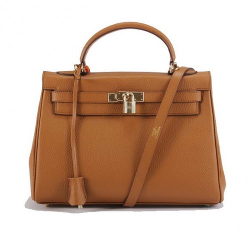 Hermes Kelly 32cm Togo Lederhandtaschen 6018 Light Coffee Golden