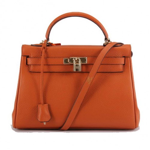 Hermes Kelly 32cm Togo Leder Handtaschen 6018 Orange Golden