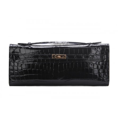 Hermes Kelly Handtasche Krokoleder K1002 Schwarz