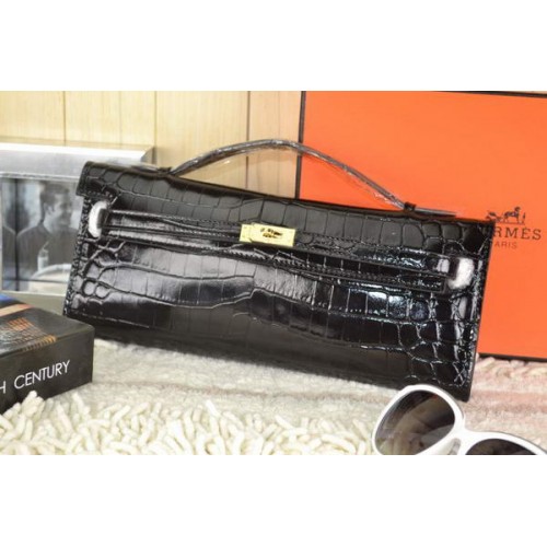 Hermes Kelly Handtasche Krokoleder K31 Schwarz