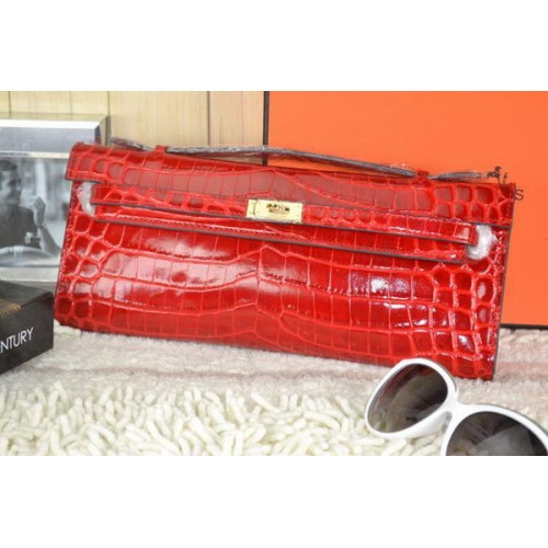 Hermes Kelly Handtasche Krokoleder K31 Rot