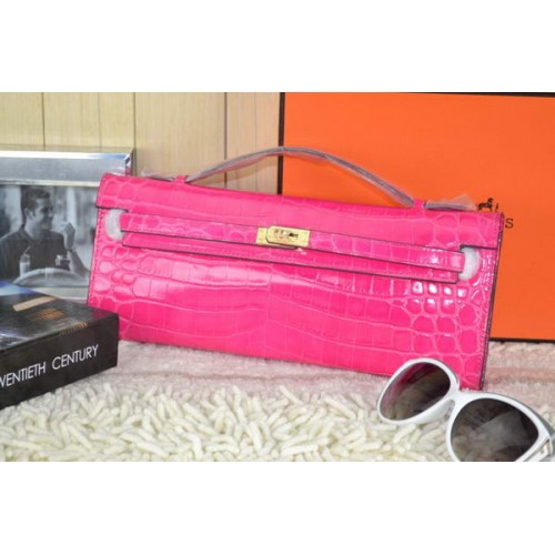 Hermes Kelly Clutch Bag Krokoleder K31 Rose