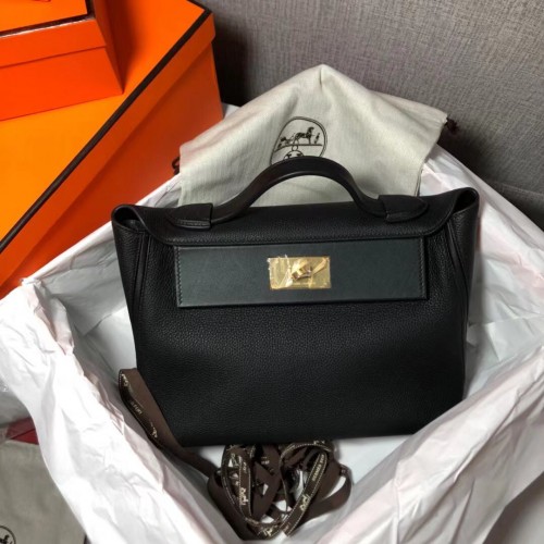Hermes Kelly Original togo Ledertasche H2424 Schwarz