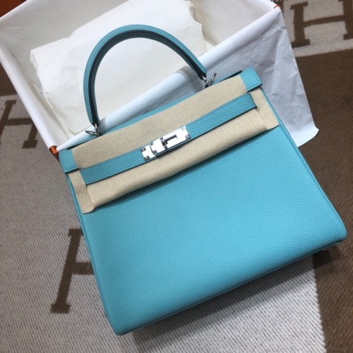 Hermes Kelly Umhängetasche Original TOGO Leder KY3255 himmelblau