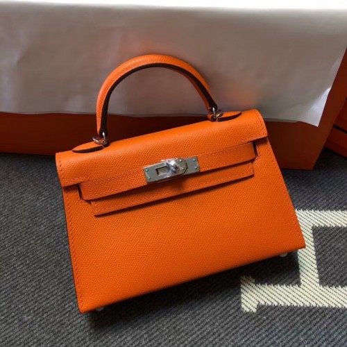 Hermes Kelly Einkaufstasche Original Epsom Leder KL20 Orange