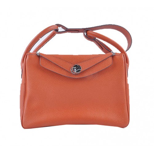 Hermes Lindy 30CM Umhängetasche aus genarbtem Leder H6207 Orange