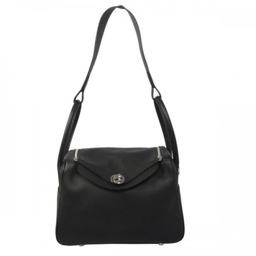 Hermes Lindy 30CM Havanne Umhängetasche Schwarz