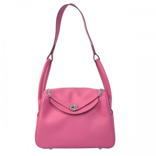 Hermes Lindy 30CM Havanne Umhängetasche Rose