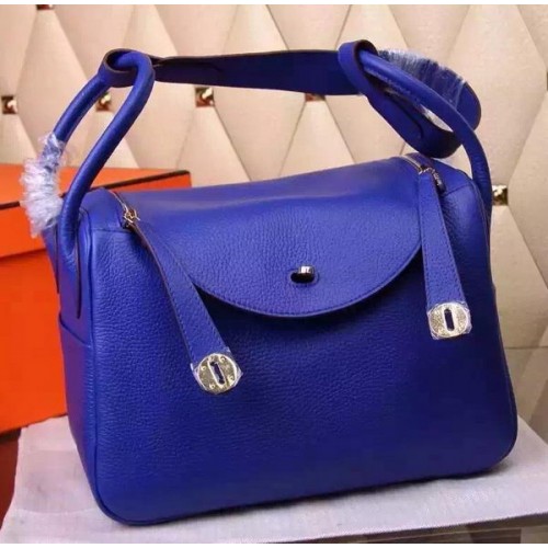 Hermes Lindy 30CM Leder Umhängetasche H0881 Blau