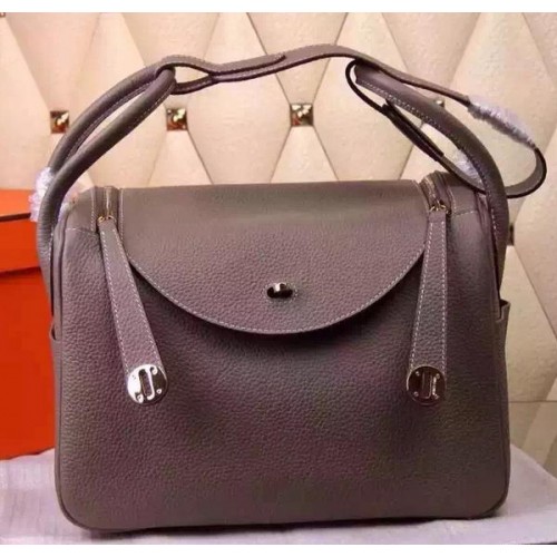 Hermes Lindy 30CM Leder Umhängetasche H0881 Grau