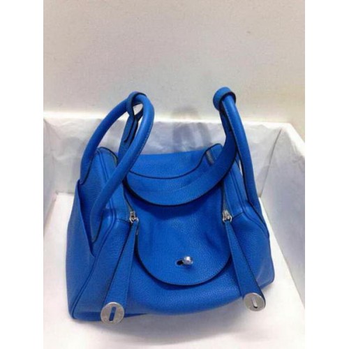 Hermes Lindy 30CM Original Leder Umhängetasche HLD30 Blau