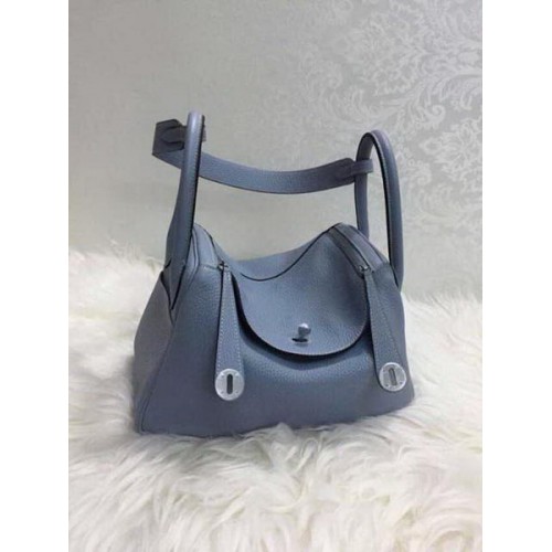 Hermes Lindy 30CM Original Leder Umhängetasche HLD30 Hellblau