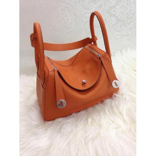 Hermes Lindy 30CM Original Leder Umhängetasche HLD30 Orange